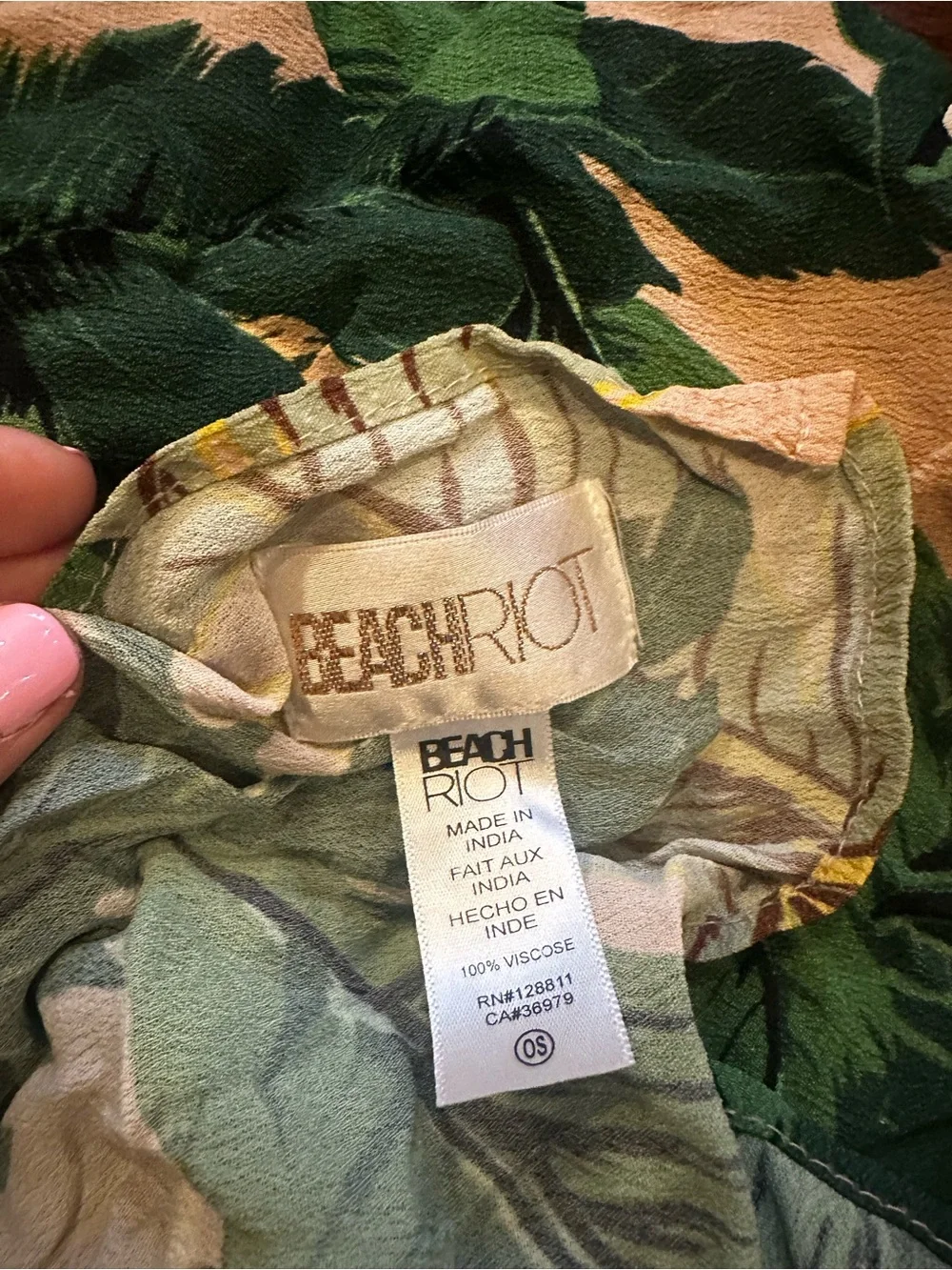 Revolve Beach Riot Green Palm-Print Swim Sarong